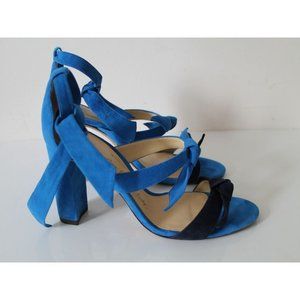 Alexandre Birman Lolita 90 Suede Block Sandal in Sapphire Night Shade Size US 6